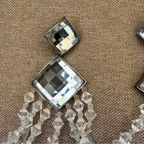 BALMAIN x H&M White Crystal Chandelier Clip On Earrings - Picture 2 of 8